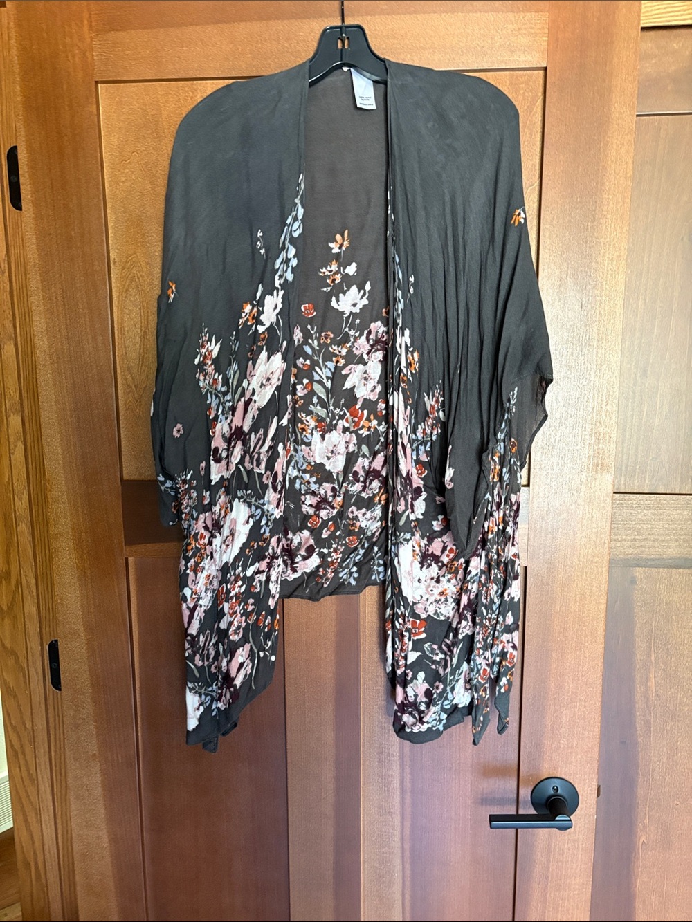 Maurices Grey Rayon Open-Front Kimono